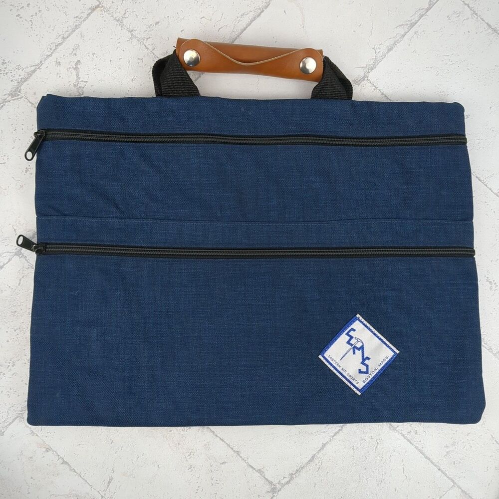 VTG EMS Eastern Mountain Sports Blue Canvas Briefcase Bag 1960s 1970s Logo